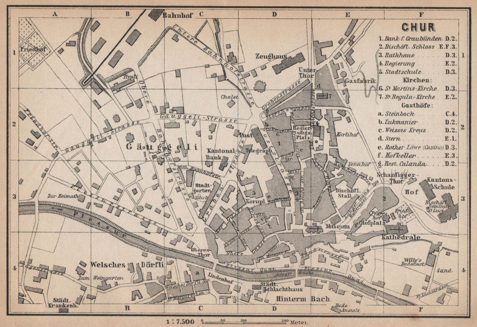 COIRE / CHUR. Chur. town city stadtplan. Switzerland Suisse Schweiz 1899 map